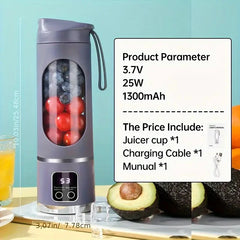 Ultimate Digital Juicer Blender with LED Display, Multimode Leak-Proof Large Capacity USB Rechargeable Cool Tech Gadget for Fruit & Vegetable, Liquid Diet, Travel, Household Kitchen Mother's Day Gift, Cool Tech Gadgets Instant Smoothie Maker