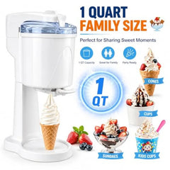 Machine à crème glacée molle pour la maison, Sorbetière 1 litre avec bol réfrigérant, 20-30 min pour une crème glacée maison rapide