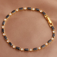 14K gold-plated bracelet Square link jointed chain  Punk hip-hop style men's and women's universal bracelet  Golden tone fashionable accessory waterproof women's bracelet
