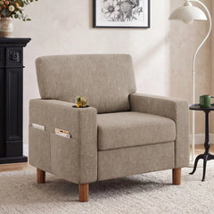 Mid-Century Modern Accent Chair, Upholstered Living Room Armchair, Easy Assembly