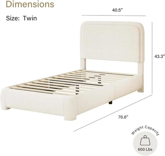 Queen Boucle Bed Frame with Storage
