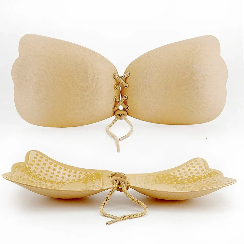 PUFF Adhesive Bra – No.1 Push-up Sticky Bra, Waterproof & Sweat-proof Invisible Bra, Reusable Silicone Adhesive Bra for Women, Includes Storage Board & Replaceable Pads