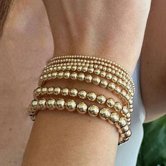 PAVOI Beaded Bracelet for Women - 14K Gold Plated Lightweight Womens Ball Bracelet - Gold Bracelets Cute Stackable Jewelry