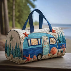 Joyful Miles Quilted Duffle Bag, Colorful Weekender Travel Tote, Overnight Carry On Gym Bag