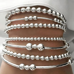 PAVOI Beaded Bracelet for Women - 14K Gold Plated Lightweight Womens Ball Bracelet - Gold Bracelets Cute Stackable Jewelry