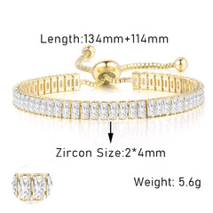 PAVOI 14k Gold Plated Tennis Bracelets for Women - Paperclip Link Chain and Cubic Zirconia Gold Bracelet - Trendy Bridal Jewelry