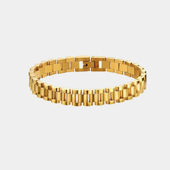 PAVOI Bracelet de montre étanche pour femme - Bracelet à maillons épais plaqué or 14 carats bicolore - Bijoux en or en acier inoxydable avec métaux mélangés
