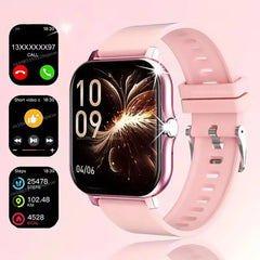 Father's Day and Summer Festivals:New Smartwatch (Black & Pink) Wearable Device Super Bowl, Super Bowl Outdoor Sports、Smart watch, wireless talking/dialing, multi-sport mode, call reminder and rejection, SMS reminder message reminder various APP reminders