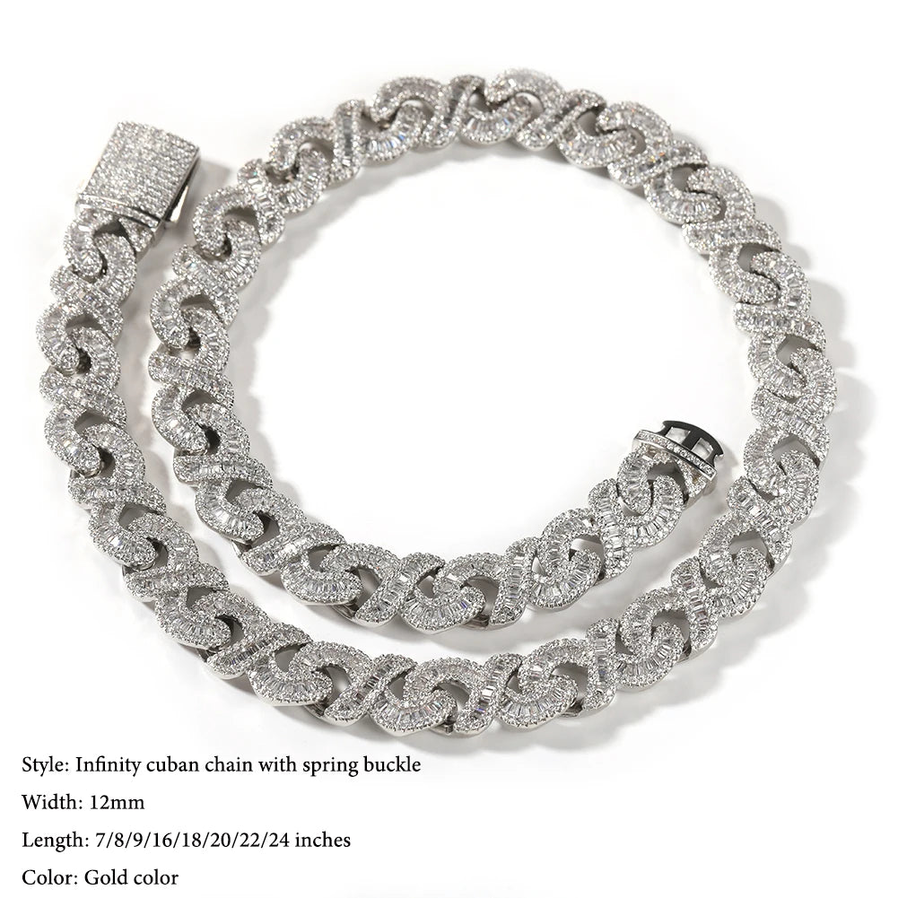 1-100 Niche design flower zircon infinite chain necklace trendy brand versatile high-end hip-hop accessories