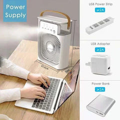 New 3 In 1 Portable Mini Air Cooler Fan Household Air Conditioner with LED Night Light & Humidifier for Home Office Office Home