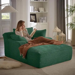80 Zoll Chaiselongue für Innenbereiche, überdimensionales gepolstertes Sofabett aus Cord ohne Gestell, tiefes Schlafsofa Lesesessel, Cl