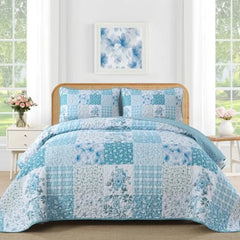 【Sommerlaune】Walflotte Wendedecken, leichte Boho-Tagesdecken mit Druckmuster, Bettüberwurf-Set mit 2 Kissenbezügen für King/Queen-Size, 1 Kissenbezug für Twin-Size, weich für alle Jahreszeiten