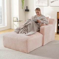 80 Zoll Chaiselongue für Innenbereiche, überdimensionales gepolstertes Sofabett aus Cord ohne Gestell, tiefes Schlafsofa Lesesessel, Cl