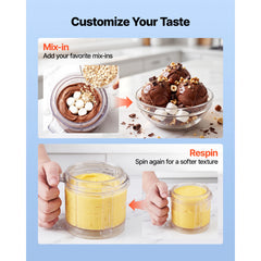 SucceBuy 7-in-1 Ice Cream Maker for Gelato Sorbet Milkshake Homemade Ice-Cream Machine with One-Touch Mix-in + Respin for Smooth