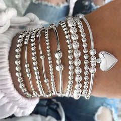PAVOI Beaded Bracelet for Women - 14K Gold Plated Lightweight Womens Ball Bracelet - Gold Bracelets Cute Stackable Jewelry