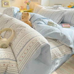 100%Cotton Bedding Set Cartoon Printed Bedclothes Skin-friendly Duvet Cover Set with Bedsheet for Home Bedding Sets 이불세트