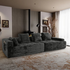 【Fête des Pères】Canapé-lit sans cadre segmenté de 126 pouces. Tissu en velours côtelé compact sans cadre, canapé-lit de sol multifonctionnel pour coins lecture douillets et espaces invités, design ergonomique, expédié en deux pièces modulables