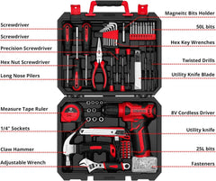Tool Set Kit ，All-in-One Compact Tools kit,Home Tool Kit With Storage Case, DIY Power Tools For Fence Work, Home Décor, Furniture Assembly & Everyday Repairs