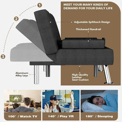 Homall Futon Sofa Bed, Futon Couch with Removable Armrests Adjustable Recliner Sleeper Sofa Bed with Dual Cup Holders for Living