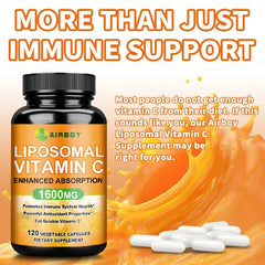 Liposomal Vitamin C 1600mg - Promotes Collagen Production, Immune Support, Powerful Antioxidant Supplement
