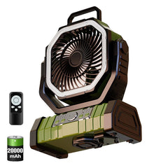 OGERY Rechargeable Camping Fan with LED Light, Portable Multi-functional Fan with 360° Rotating Hook, Oscillating Emergency Camping Fan Cordless Rotatable Battery Powered Lightweight summerwins