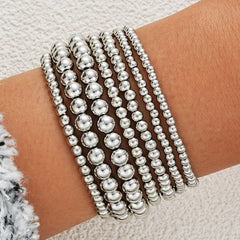 PAVOI Beaded Bracelet for Women - 14K Gold Plated Lightweight Womens Ball Bracelet - Gold Bracelets Cute Stackable Jewelry