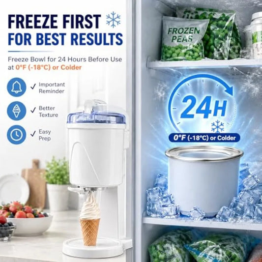 Soft Serve Ice Cream Machine for Home, 1 Quart Ice Cream Maker Machine with Freezer Bowl, 20 30 Min Fast Churn Homemade Frozen