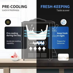 Machine à crème glacée molle commerciale SIHAO - Système de pré-refroidissement, grande capacité portable 18 L/H pour food trucks et glaciers
