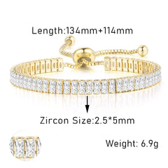 PAVOI 14k Gold Plated Tennis Bracelets for Women - Paperclip Link Chain and Cubic Zirconia Gold Bracelet - Trendy Bridal Jewelry