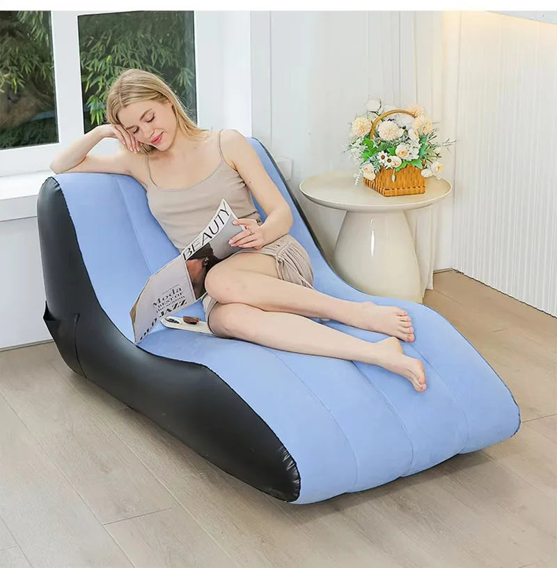 Mother’s Day gift S-Shaped Lounger (with Air Pump) — Portable PVC Sofa Bed, Versatile Indoor/Outdoor Air Cushion Chair; Ideal for Patios, Gardens, Beaches, and Leisure Areas; Modern Backrest Chair & Travel Seat