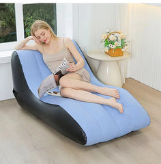 Mother’s Day gift S-Shaped Lounger (with Air Pump) — Portable PVC Sofa Bed, Versatile Indoor/Outdoor Air Cushion Chair; Ideal for Patios, Gardens, Beaches, and Leisure Areas; Modern Backrest Chair & Travel Seat