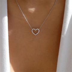 PAVOI Cubic Zirconia Heart Necklace - 14K Gold Plated Cute Dainty Love Pendant Necklaces for Women - Choker Heart Pendant Necklace Jewelry Gifts