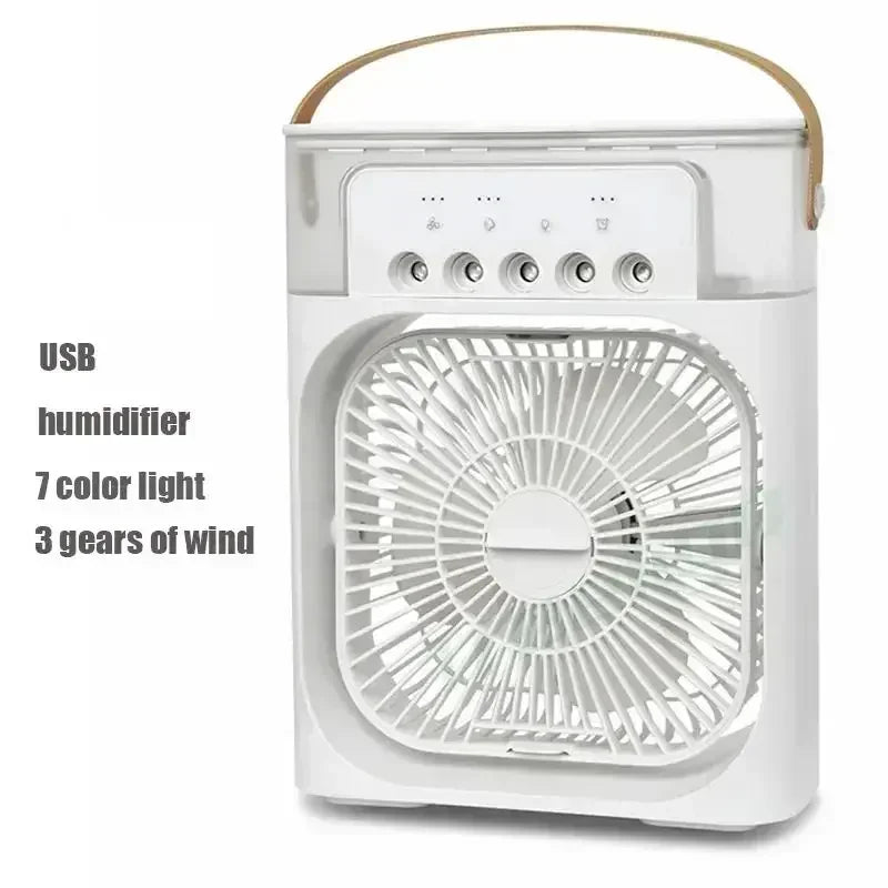 Ventilateur de climatiseur trois-en-un avec lumière LED Humidificateur portable Ventilateur de climatiseur 3/4 vitesses Ventilateur à jet d'eau portable pour voyage en extérieur