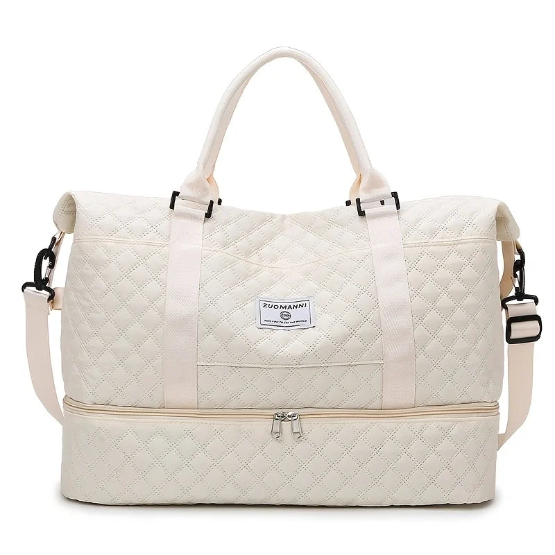 Large Capacity Travel Bag Set, Letter Pattern Zipper Travel Bag with Shoe Compartment, Casual Sports Fitness Bag for Women & Men, Weekender Travel Set