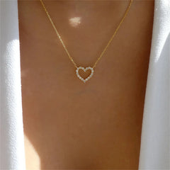 PAVOI Cubic Zirconia Heart Necklace - 14K Gold Plated Cute Dainty Love Pendant Necklaces for Women - Choker Heart Pendant Necklace Jewelry Gifts