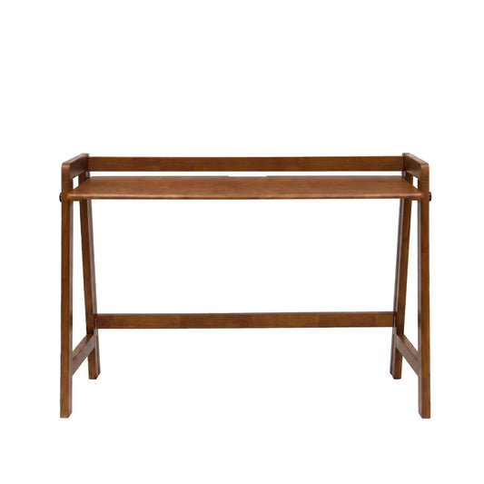 Solid Wood Folding Desk – Mid Century Modern Foldable Computer Desk, Walnut