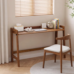Solid Wood Folding Desk – Mid Century Modern Foldable Computer Desk, Walnut