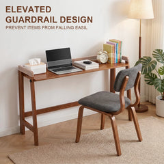 Solid Wood Folding Desk – Mid Century Modern Foldable Computer Desk, Walnut