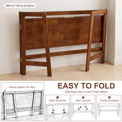 Solid Wood Folding Desk – Mid Century Modern Foldable Computer Desk, Walnut