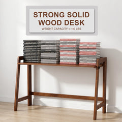 Solid Wood Folding Desk – Mid Century Modern Foldable Computer Desk, Walnut