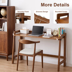 Solid Wood Folding Desk – Mid Century Modern Foldable Computer Desk, Walnut