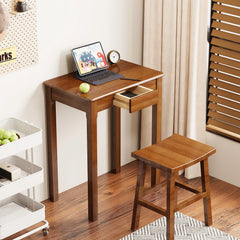 Solid Wood Narrow Desk with Drawers – 23" x 15" Walnut Rubberwood Writing & Side Table