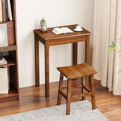 Solid Wood Narrow Desk with Drawers – 23" x 15" Walnut Rubberwood Writing & Side Table