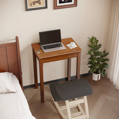 Solid Wood Narrow Desk with Drawers – 23" x 15" Walnut Rubberwood Writing & Side Table