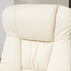 Swivel Recliner Chair with Ottoman Footrest, Cream Upholstered Reclining Lounge Chair