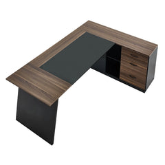 Uimoso 350 LB L-Shaped Executive Desk with Cabinet & Drawers – Large Home Office Computer Desk