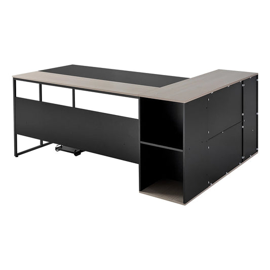 Uimoso 350 LB L-Shaped Executive Desk with Drawers & Stand – Large Home Office Computer Desk