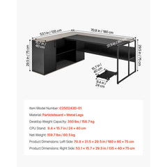 Uimoso 350 LB L-Shaped Executive Desk with Drawers & Stand – Large Home Office Computer Desk