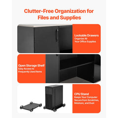 Uimoso 350 LB L-Shaped Executive Desk with Drawers & Stand – Large Home Office Computer Desk