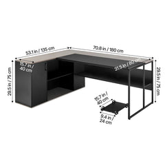 Uimoso 350 LB L-Shaped Executive Desk with Drawers & Stand – Large Home Office Computer Desk